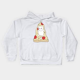 Cat lying on a giant pizza Kids Hoodie